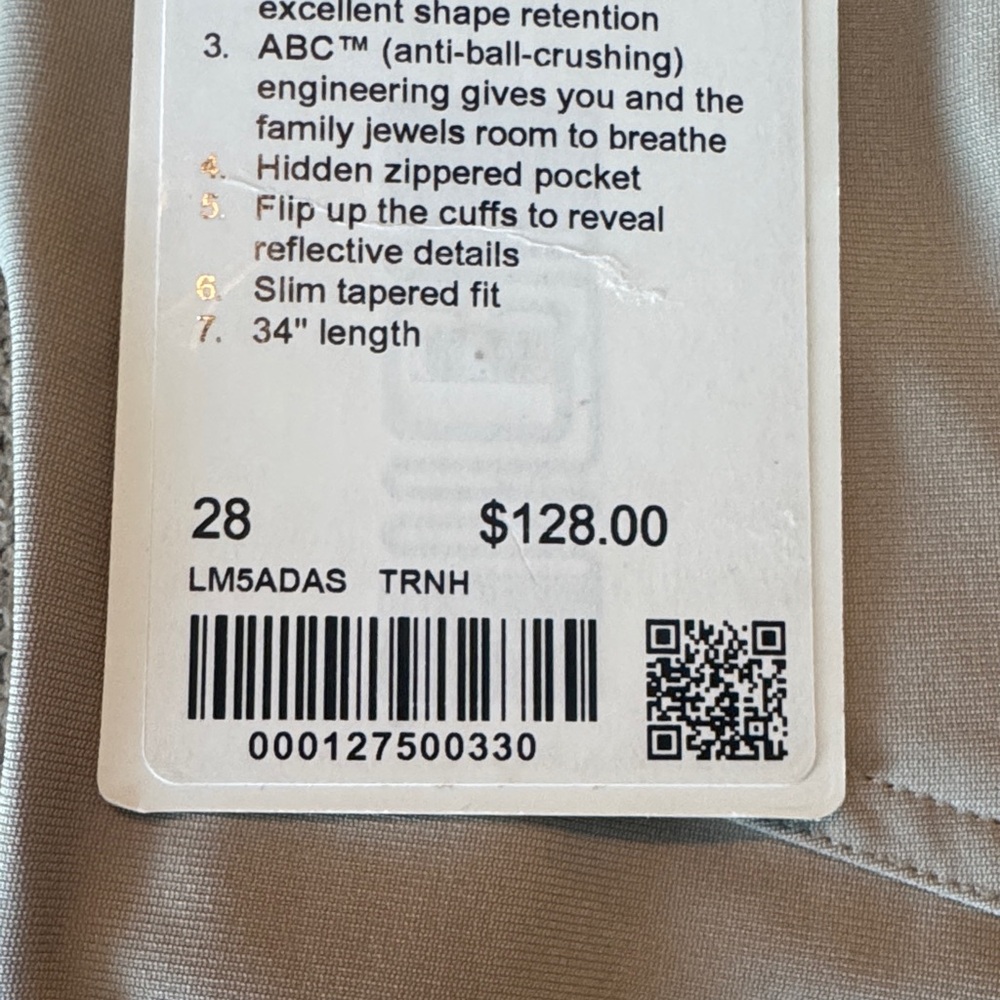 NWT Lululemon Athletica ABC Pant Slim 28/34 in Trench - Picture 4 of 4